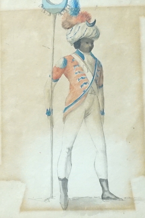 19th century Anglo Indian School, Portrait of a sepoy, 16 x 10.5cm